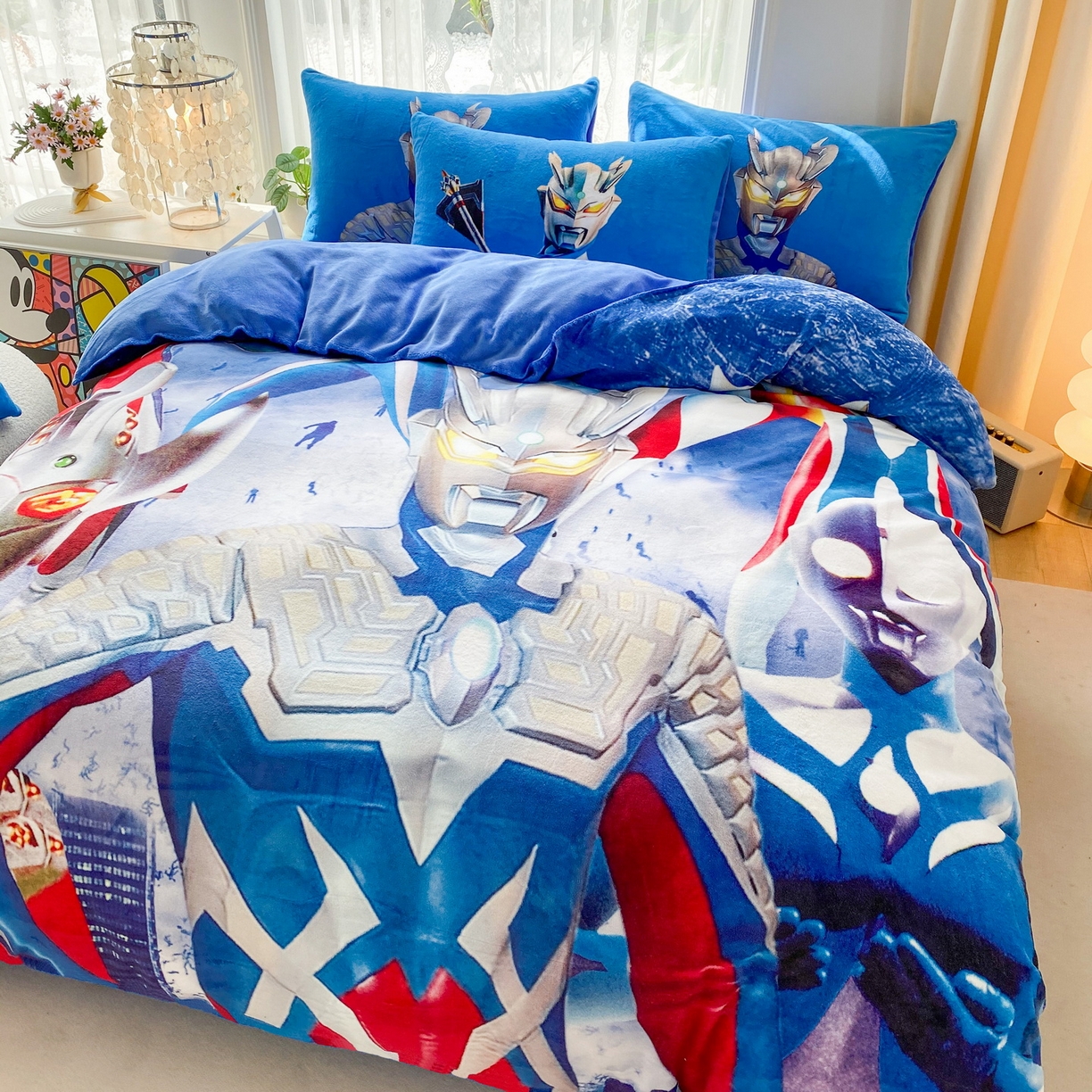 91家纺网 家纺一手货源 找家纺 一电 2025新款双面牛奶绒被套单件150x200儿童加厚法兰珊瑚绒被罩200x230冬季-第一批 奥特家族 (7)