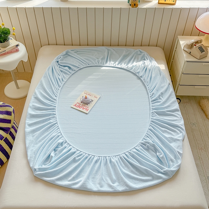 91家纺网 家纺一手货源 找家纺 大元 2025新款200g纯色牛奶绒单床笠单床单 天蓝