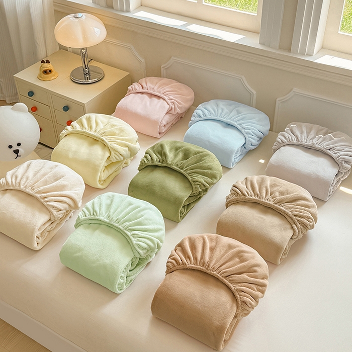 91家纺网 家纺一手货源 找家纺 大元 2025新款200g纯色牛奶绒单床笠单床单 组合图