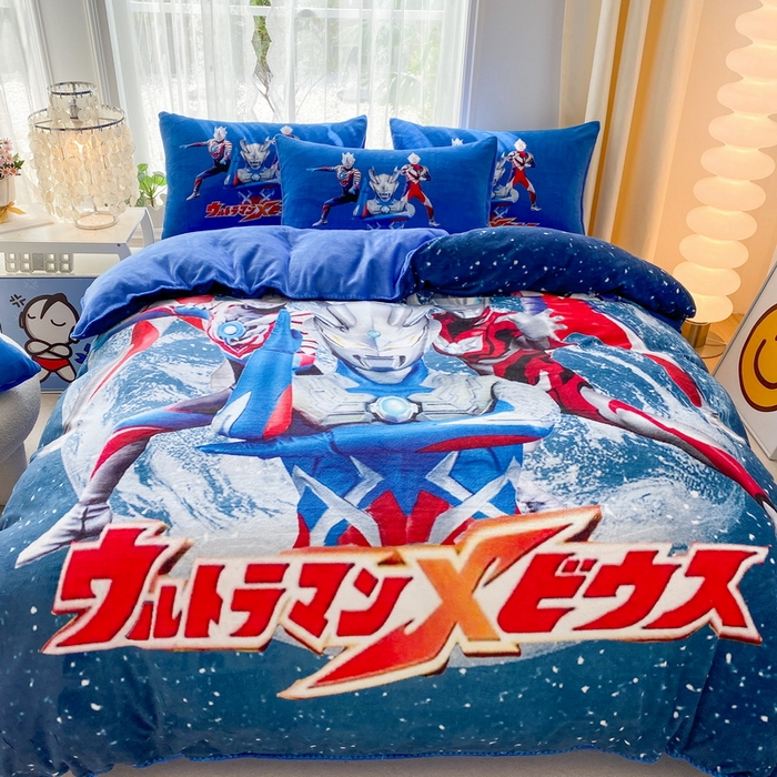 一电 2025新款双面牛奶绒被套单件150x200儿童加厚法兰珊瑚绒被罩200x230冬季-第一批 奥特警卫队 (2)