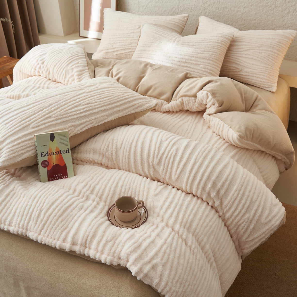 91家纺网 家纺一手货源 找家纺 （总）寐绸家纺 2025秋冬新款230g牛奶绒树纹提花四件套