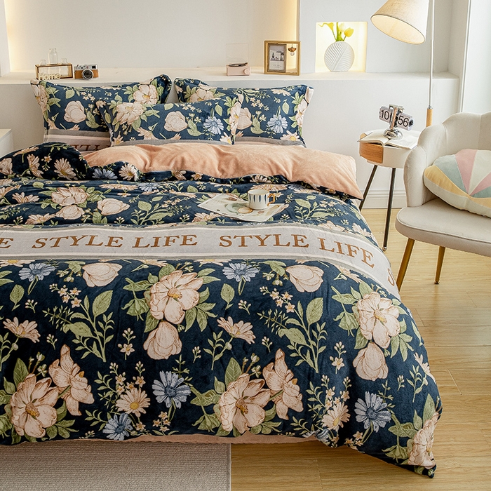 91家纺网 家纺一手货源 找家纺 宅部落 2025新款高克重牛奶绒四件套法莱绒三件套单被套 兰黛佳人