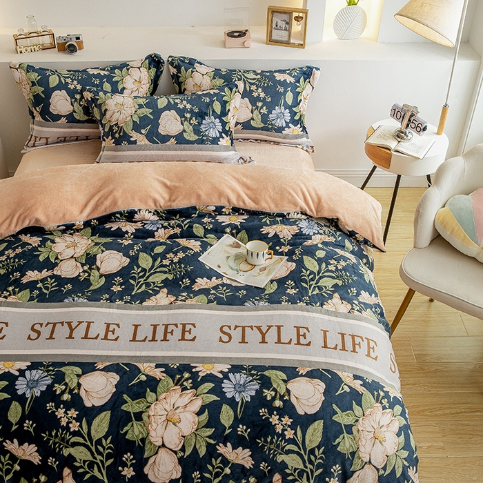 91家纺网 家纺一手货源 找家纺 宅部落 2025新款高克重牛奶绒四件套法莱绒三件套单被套 兰黛佳人