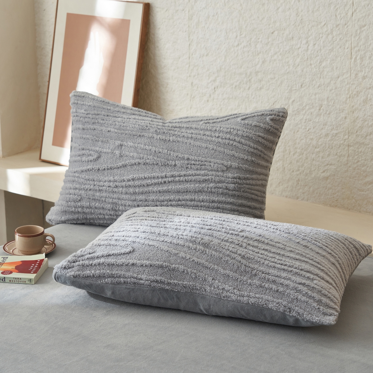 91家纺网 家纺一手货源 找家纺 寐绸家纺 2025秋冬新款230g牛奶绒树纹提花四件套 树纹提花牛奶绒-浅灰