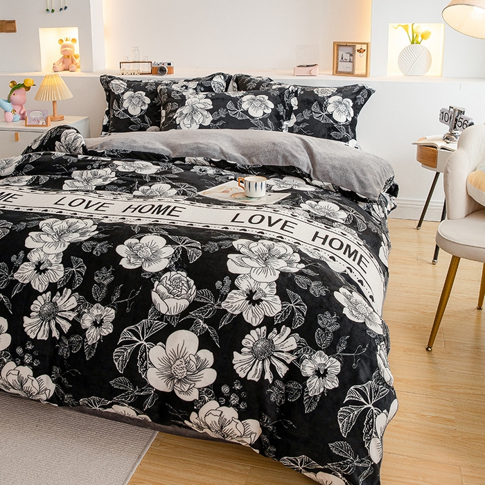 91家纺网 家纺一手货源 找家纺 宅部落 2025新款高克重牛奶绒四件套法莱绒三件套单被套 冬恋