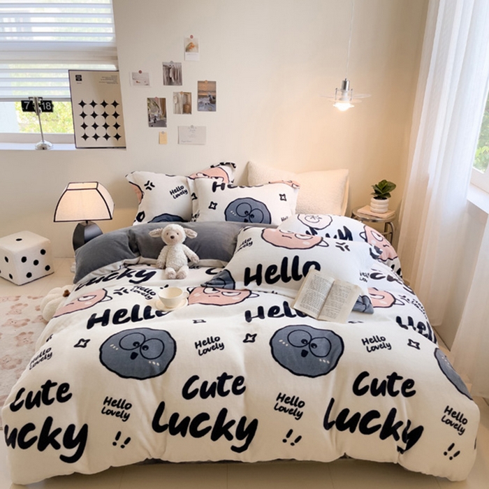 宅部落 2025新款高克重牛奶绒四件套法莱绒三件套单被套 愤怒的小煤球