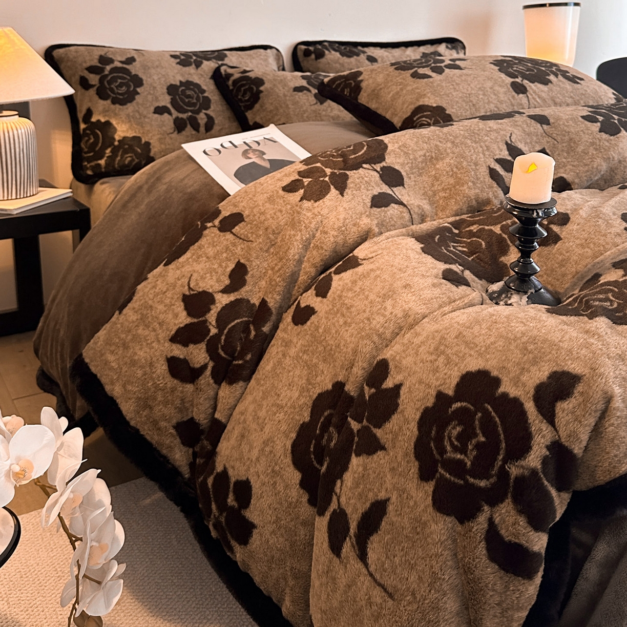 91家纺网 家纺一手货源 找家纺 （总）梵克保罗 2025秋冬新款加厚8斤包边款美拉德仿兔毛皮草牛奶绒四件套