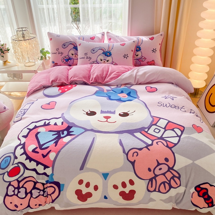 91家纺网 家纺一手货源 找家纺 （总）一电 2025新款双面牛奶绒被套单件150x200儿童加厚法兰珊瑚绒被罩200x230冬季-第二批