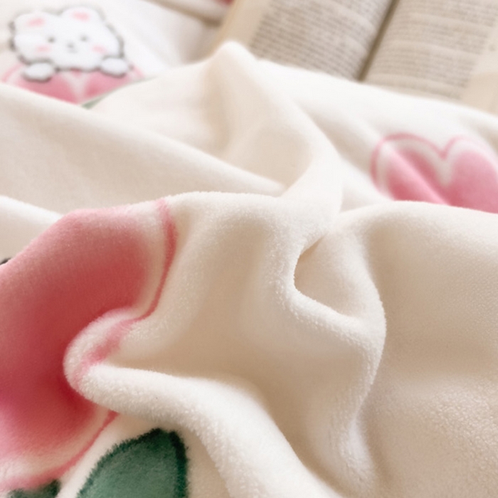 91家纺网 家纺一手货源 找家纺 宅部落 2025新款高克重牛奶绒四件套法莱绒三件套单被套 郁金香小兔