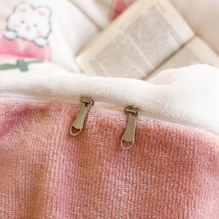 91家纺网 家纺一手货源 找家纺 宅部落 2025新款高克重牛奶绒四件套法莱绒三件套单被套 郁金香小兔