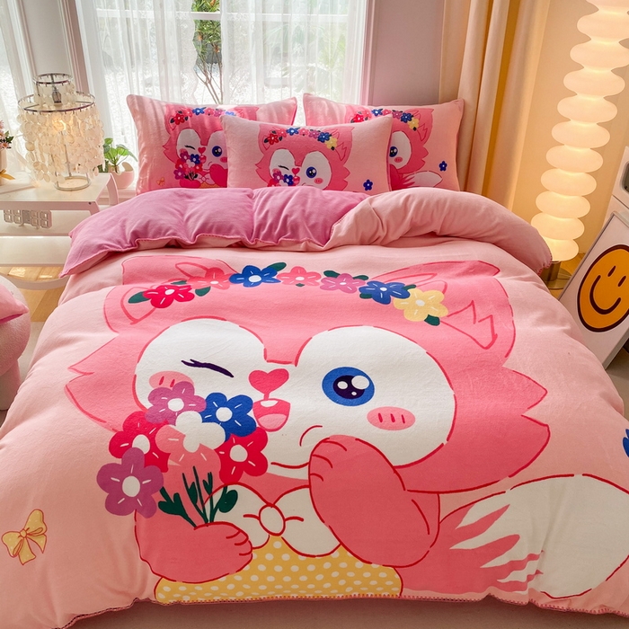 91家纺网 家纺一手货源 找家纺 （总）一电 2025新款双面牛奶绒被套单件150x200儿童加厚法兰珊瑚绒被罩200x230冬季-第二批