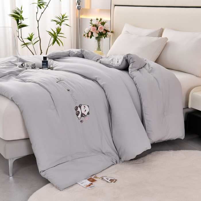 91家纺网 家纺一手货源 找家纺 小牛席业 2025新款熊猫保暖被系列被子被芯 熊猫-保暖被（灰色）