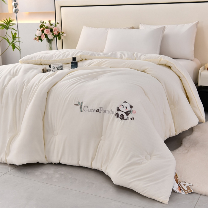 91家纺网 家纺一手货源 找家纺 小牛席业 2025新款熊猫保暖被系列被子被芯 熊猫-保暖被（米色）