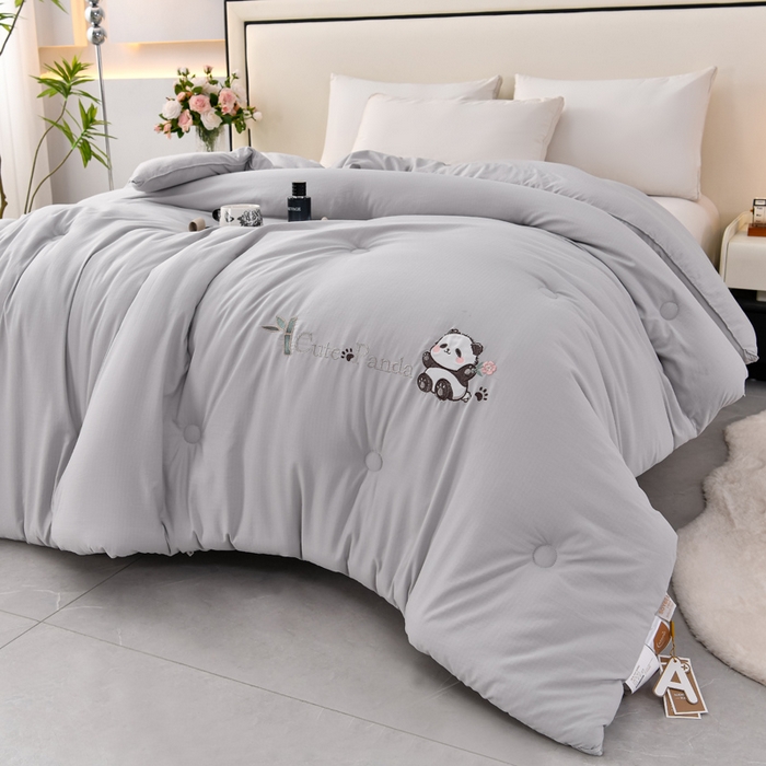 91家纺网 家纺一手货源 找家纺 小牛席业 2025新款熊猫保暖被系列被子被芯 熊猫-保暖被（灰色）