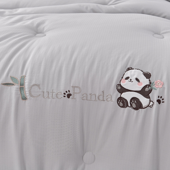 91家纺网 家纺一手货源 找家纺 小牛席业 2025新款熊猫保暖被系列被子被芯 熊猫-保暖被（灰色）