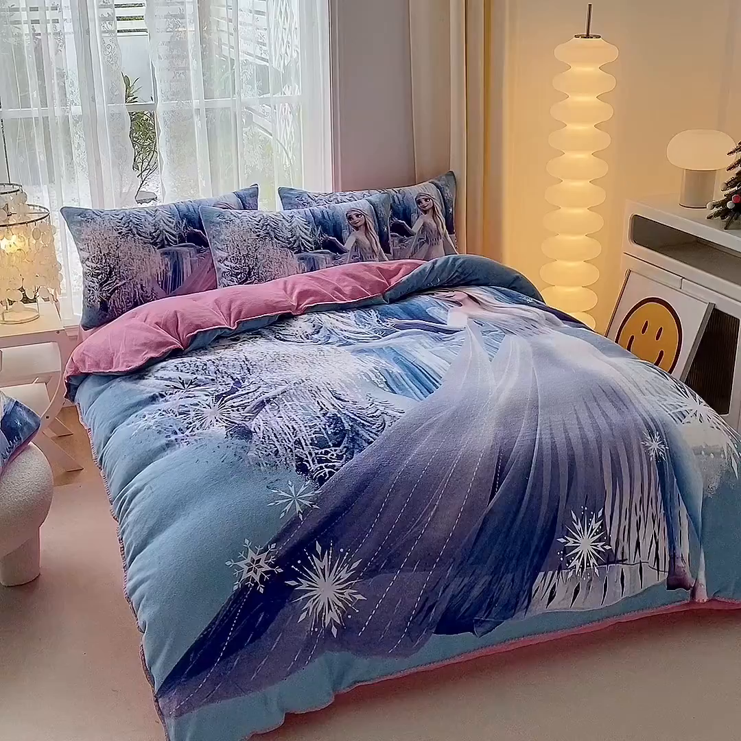 91家纺网 家纺一手货源 找家纺 一电 2025新款双面牛奶绒被套单件150x200儿童加厚法兰珊瑚绒被罩200x230冬季-第二批 皇后