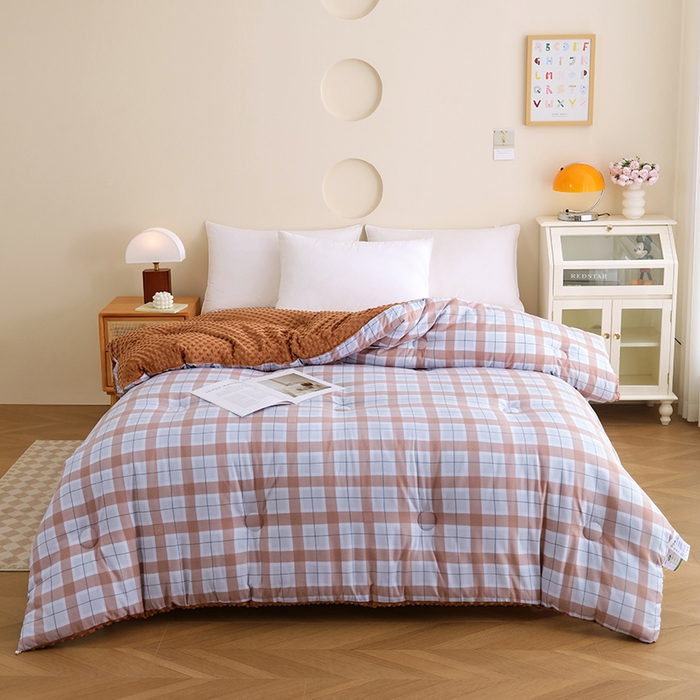 91家纺网 家纺一手货源 找家纺 （总）乐沐 2025新款A类水洗棉双层纱豆豆绒被芯