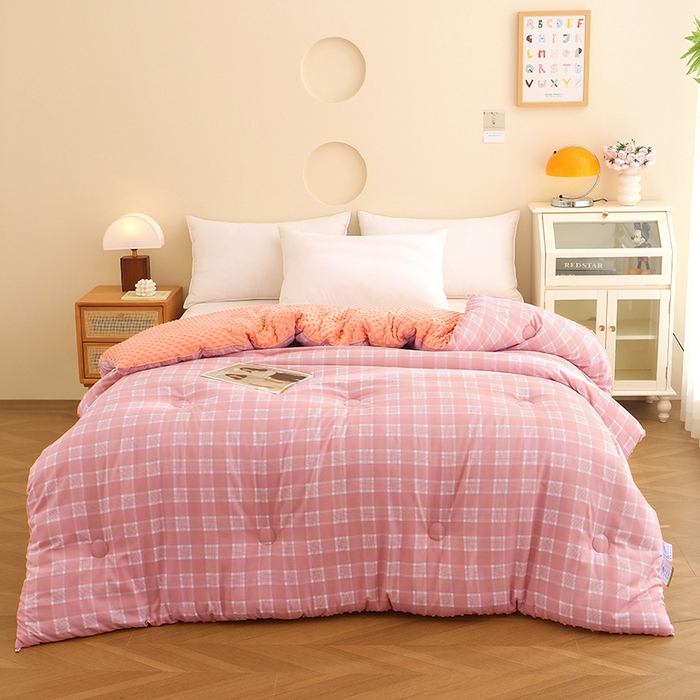 91家纺网 家纺一手货源 找家纺 （总）乐沐 2025新款A类水洗棉双层纱豆豆绒被芯