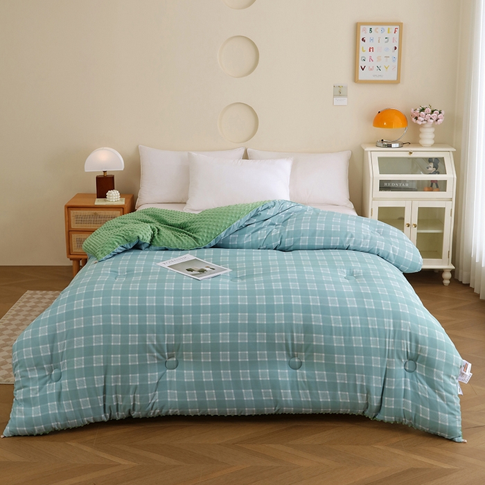 91家纺网 家纺一手货源 找家纺 （总）乐沐 2025新款A类水洗棉双层纱豆豆绒被芯