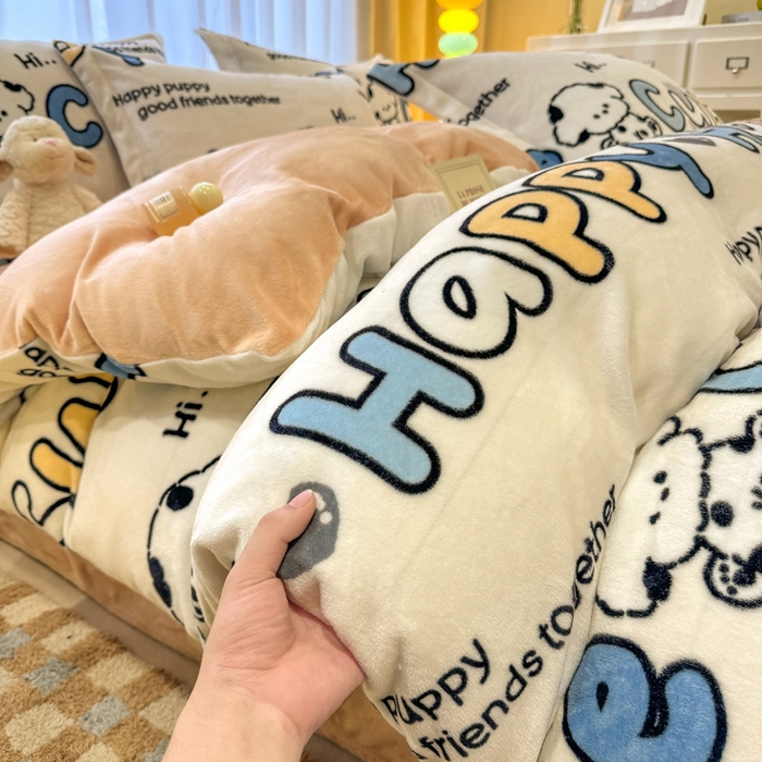 91家纺网 家纺一手货源 找家纺 （总）宅部落 2025新款高克重牛奶绒卡通印花单被套