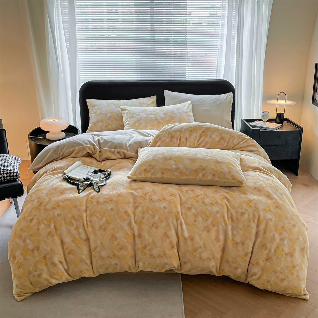 本制 2025秋冬新款牛奶绒印花四件套 晨光-奶茶