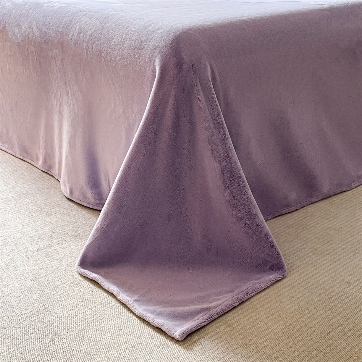 91家纺网 家纺一手货源 找家纺 本制 2025秋冬新款牛奶绒印花四件套 流年（紫）-风铃紫