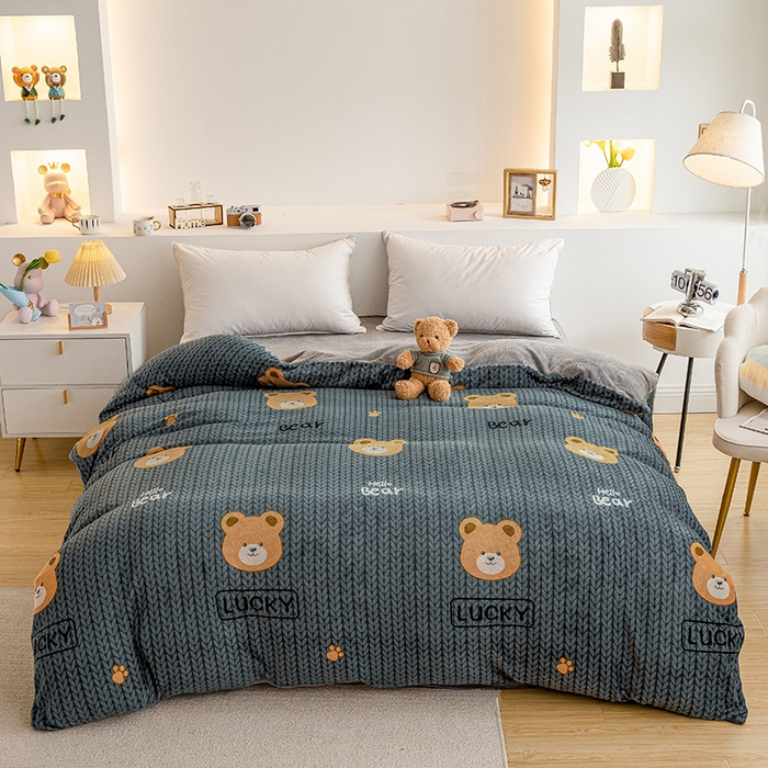 91家纺网 家纺一手货源 找家纺 （总）宅部落 2025新款高克重牛奶绒卡通印花单被套