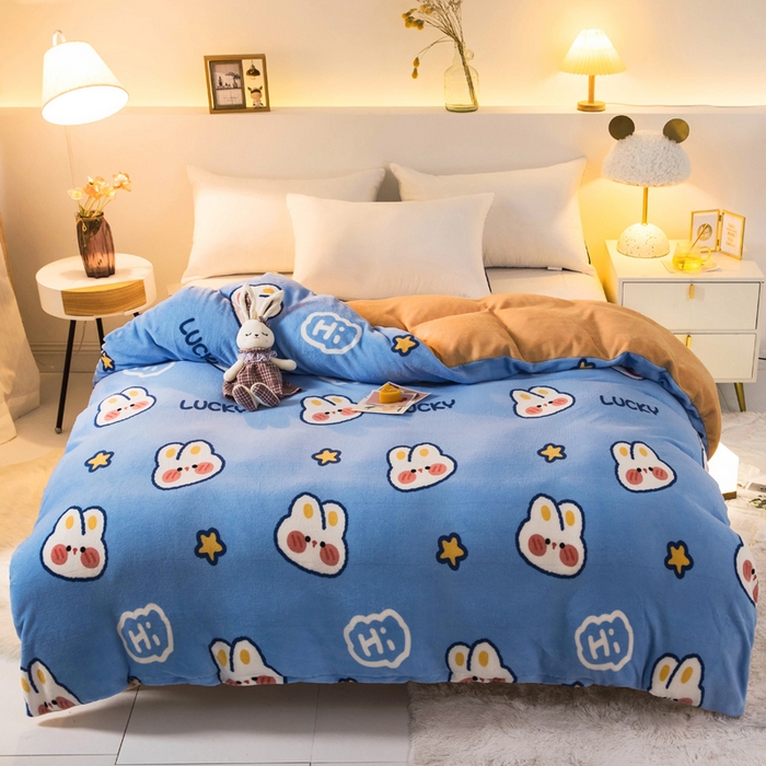 91家纺网 家纺一手货源 找家纺 （总）宅部落 2025新款高克重牛奶绒卡通印花单被套