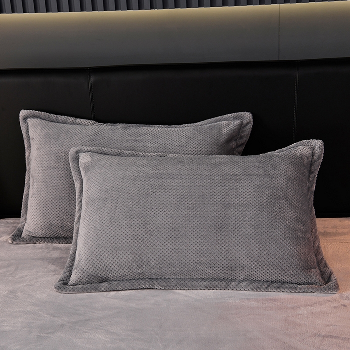 小牛席业 2025新款菠萝牛奶绒枕套 菠萝牛奶绒枕套-灰色