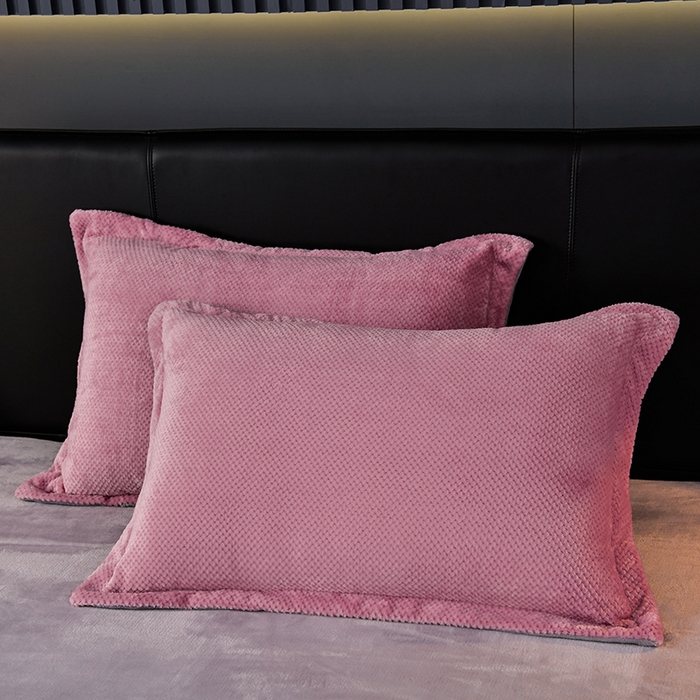 小牛席业 2025新款菠萝牛奶绒枕套 菠萝牛奶绒枕套-粉色