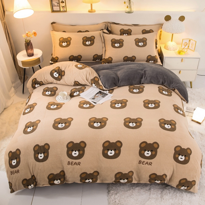 91家纺网 家纺一手货源 找家纺 （总）宅部落 2025新款高克重牛奶绒卡通印花单被套