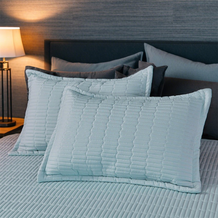 小牛席业 2025新款加厚密道夹棉枕套 密道夹棉枕套-天蓝