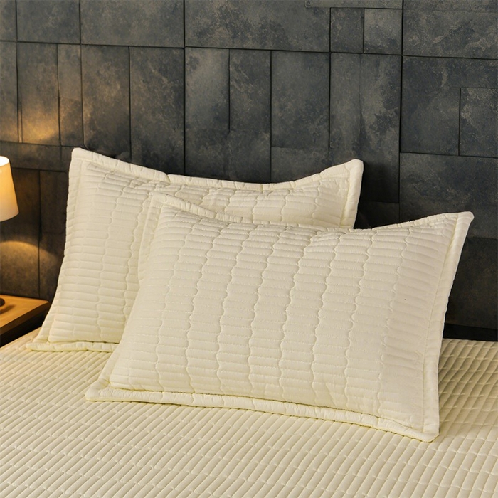 小牛席业 2025新款加厚密道夹棉枕套 密道夹棉枕套-米色