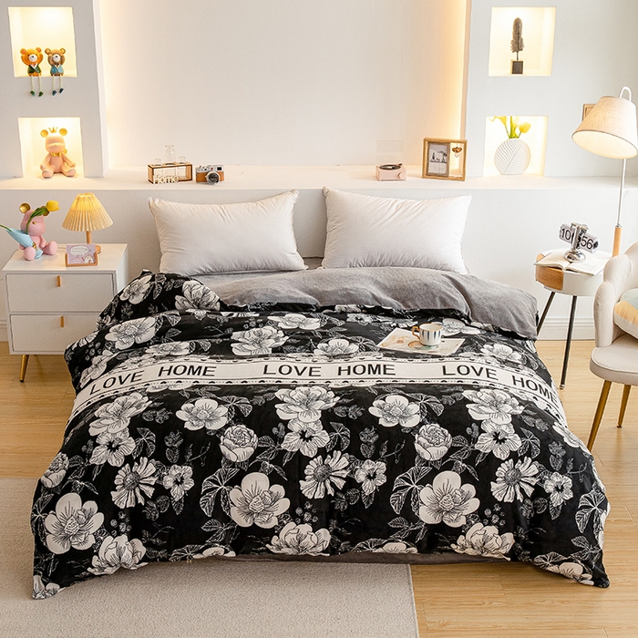 91家纺网 家纺一手货源 找家纺 （总）宅部落 2025新款高克重牛奶绒卡通印花单被套