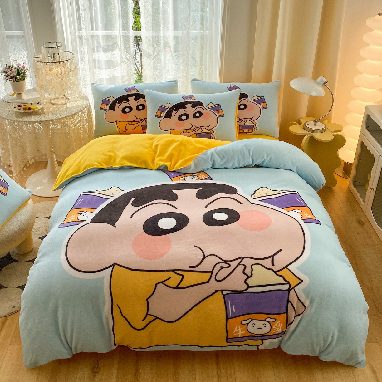 一电 2025新款双面牛奶绒被套单件150x200儿童加厚法兰珊瑚绒被罩200x230冬季-第二批 奶茶小新