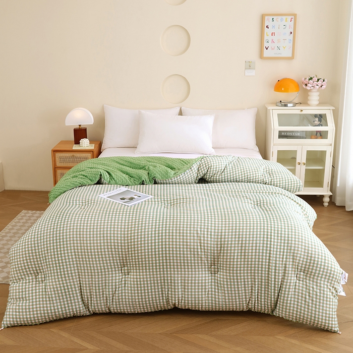 乐沐 2025新款A类水洗棉双层纱豆豆绒被芯 克洛迪雅-绿