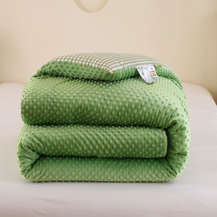 91家纺网 家纺一手货源 找家纺 乐沐 2025新款A类水洗棉双层纱豆豆绒被芯 克洛迪雅-绿