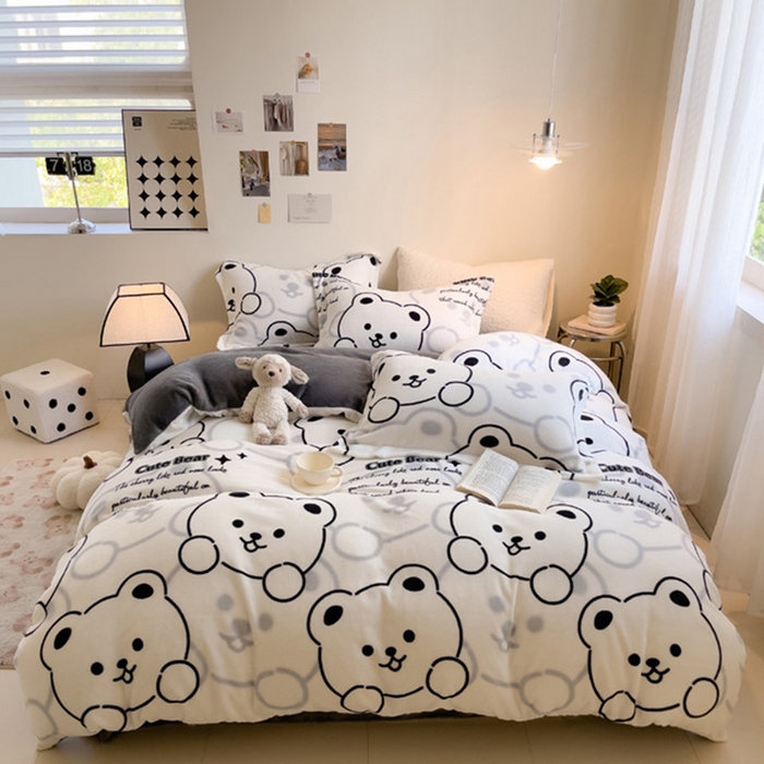 91家纺网 家纺一手货源 找家纺 （总）宅部落 2025新款高克重牛奶绒卡通印花单被套