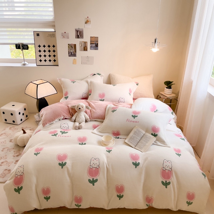 91家纺网 家纺一手货源 找家纺 （总）宅部落 2025新款高克重牛奶绒卡通印花单被套