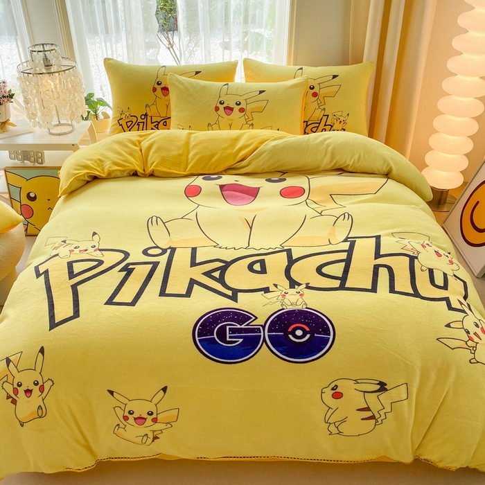 一电 2025新款双面牛奶绒被套单件150x200儿童加厚法兰珊瑚绒被罩200x230冬季-第二批 皮卡丘家族