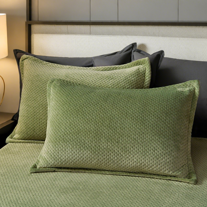 小牛席业 2025新款加厚牛奶绒满天星夹棉枕套 牛奶绒满天星夹棉枕套-青色