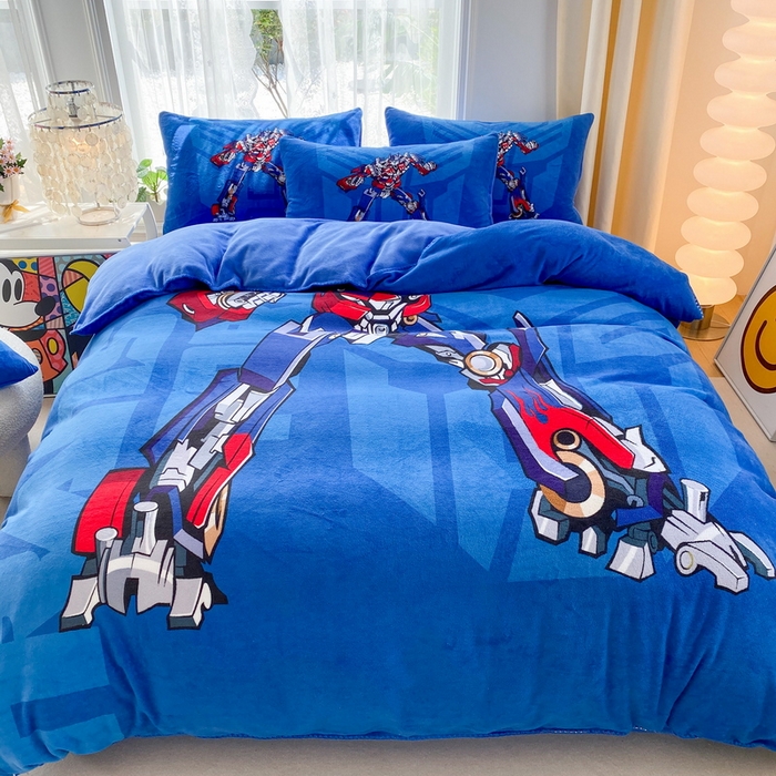 一电 2025新款双面牛奶绒被套单件150x200儿童加厚法兰珊瑚绒被罩200x230冬季-第二批 擎天柱