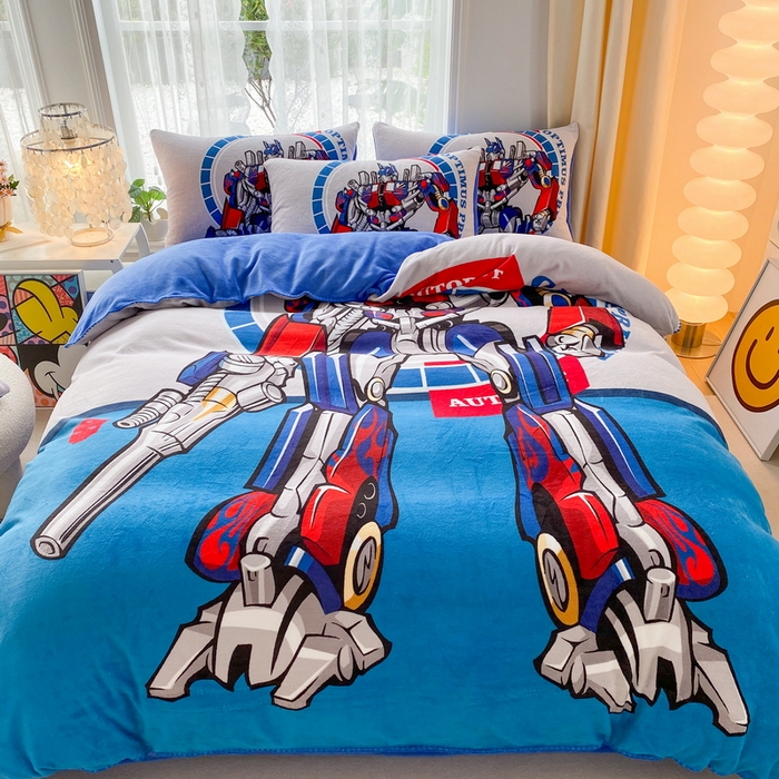 一电 2025新款双面牛奶绒被套单件150x200儿童加厚法兰珊瑚绒被罩200x230冬季-第二批 圈圈机器人