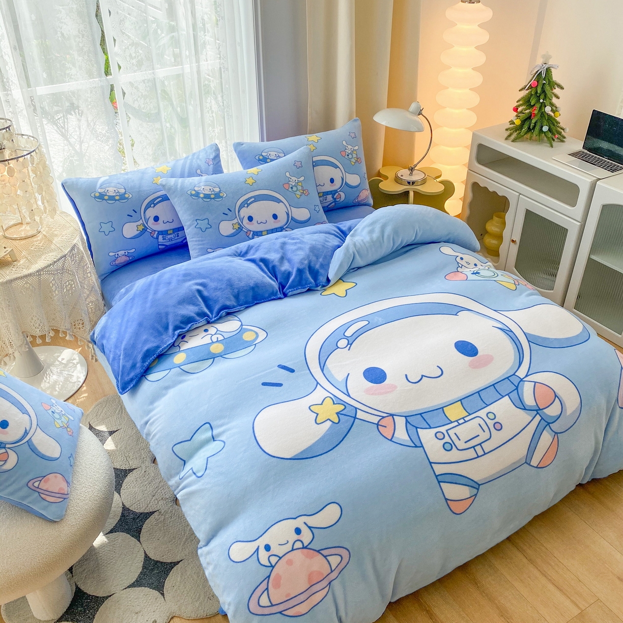 91家纺网 家纺一手货源 找家纺 一电 2025新款双面牛奶绒被套单件150x200儿童加厚法兰珊瑚绒被罩200x230冬季-第二批 太空玉桂狗