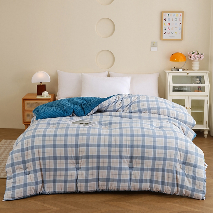 乐沐 2025新款A类水洗棉双层纱豆豆绒被芯 露西-水兰