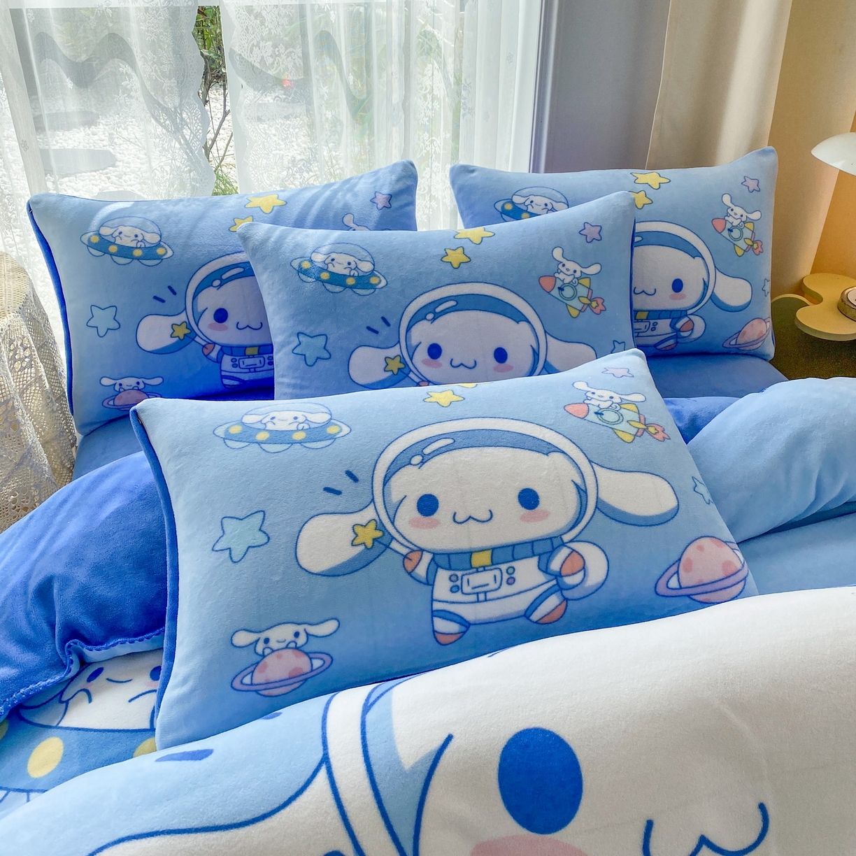 91家纺网 家纺一手货源 找家纺 一电 2025新款双面牛奶绒被套单件150x200儿童加厚法兰珊瑚绒被罩200x230冬季-第二批 太空玉桂狗