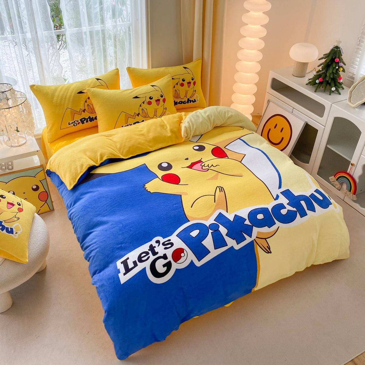 91家纺网 家纺一手货源 找家纺 一电 2025新款双面牛奶绒被套单件150x200儿童加厚法兰珊瑚绒被罩200x230冬季-第二批 淘气皮卡丘