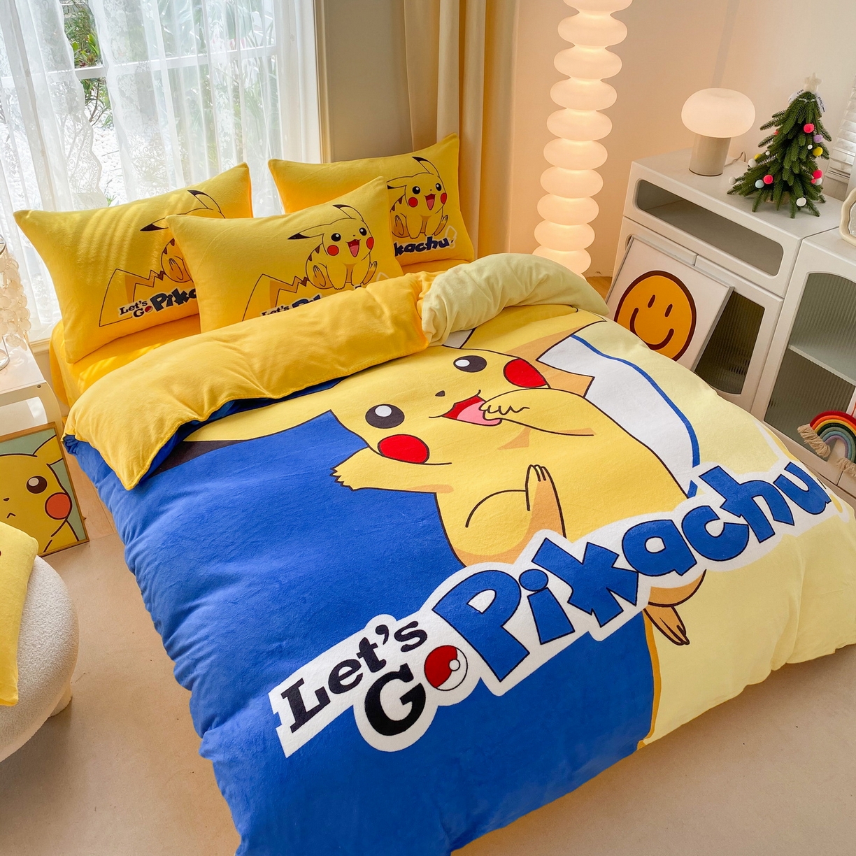 91家纺网 家纺一手货源 找家纺 一电 2025新款双面牛奶绒被套单件150x200儿童加厚法兰珊瑚绒被罩200x230冬季-第二批 淘气皮卡丘