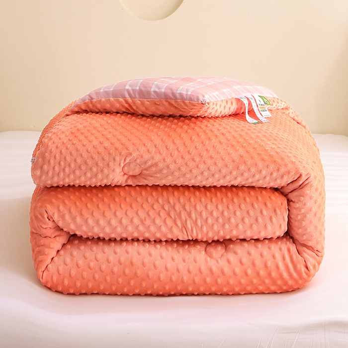 91家纺网 家纺一手货源 找家纺 乐沐 2025新款A类水洗棉双层纱豆豆绒被芯 西雅图-粉玉