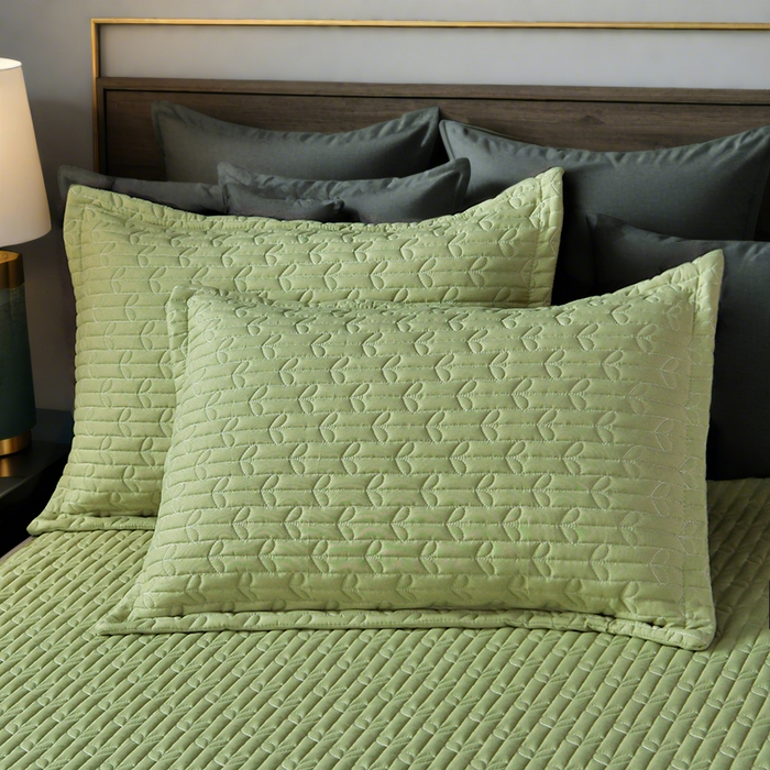 小牛席业 2025新款加厚亲肤蝴蝶结夹棉枕套 加厚亲肤蝴蝶结夹棉枕套-绿色